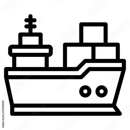 Cargo Ship Line Art