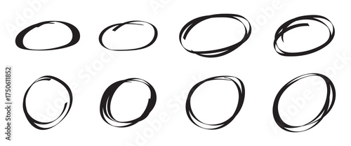 handrawn red marker bubbles circle isolated on white