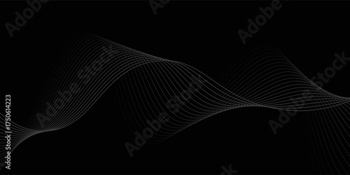 Top abstract background design. Modern wavy line pattern (guilloche curves) in monochrome colors. Premium stripe modern