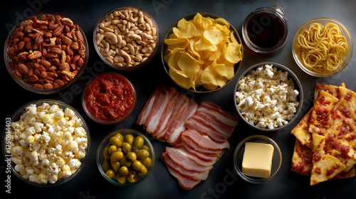 Collection of High-Sodium Ingredients and Processed Meals from Above