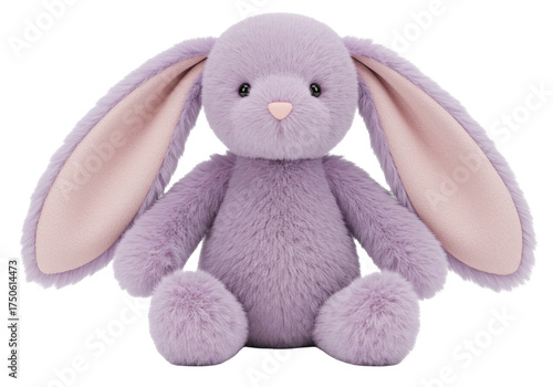 Photos Isolated lavender plush bunny toy, soft, cuddly, a great gift for kids or as hom