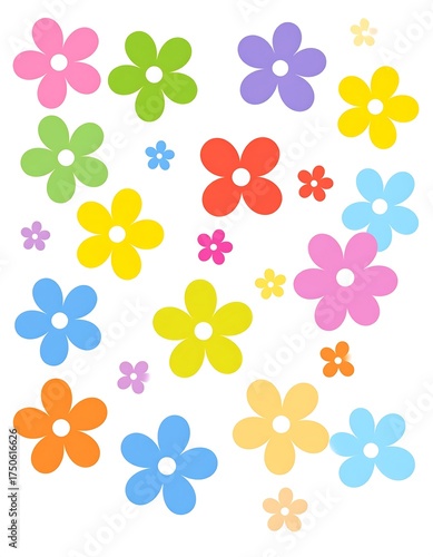 Colorful flower pattern on white background