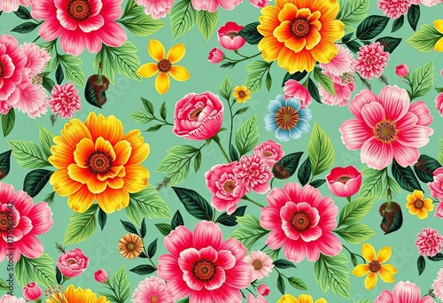 Bright, opulent vintage floral wallpaper with seamless repeat pattern,  art,   pretty