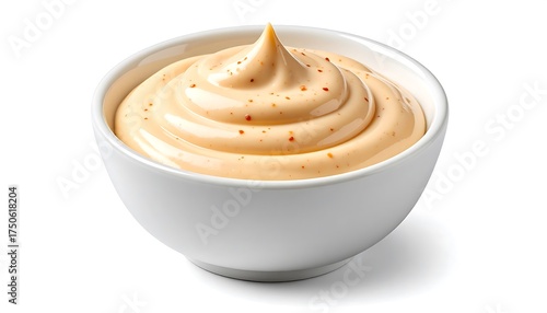 Creamy dip in a white bowl