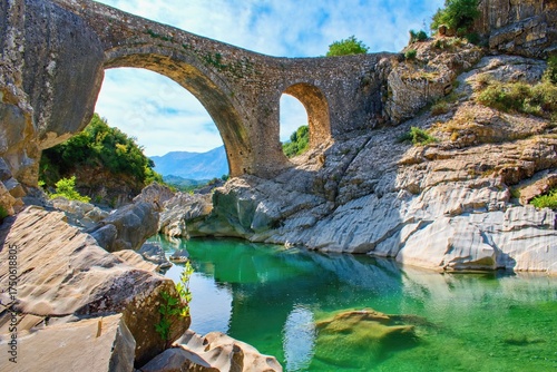 The Bridge of Brataj "Ura e Bratit" over the river Shushica, Albania