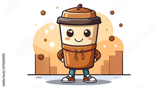 Cute coffee cup cartoon character