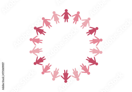 Corro de silueta de mujeres rosa contra el cáncer de mama