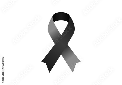 Lazo negro de luto en fondo blanco