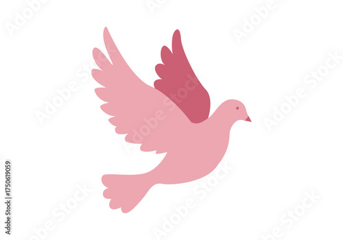 Silueta de paloma rosa en fondo blanco