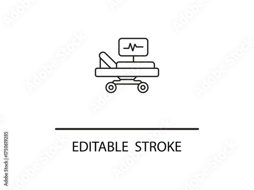 Modern hospital bed with heart monitor screen for medical design projects showing patient care and healthcare equipment needs now.