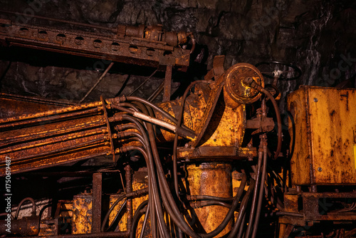 Obraz na plátně Old drilling jumbo in underground mine