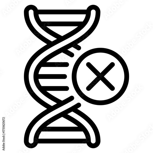Genetic DNA Strand with Cross Symbol