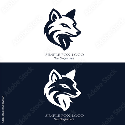 Elegant minimalist fox head logo design, featuring a stylized profile with clean lines and a modern aesthetic.