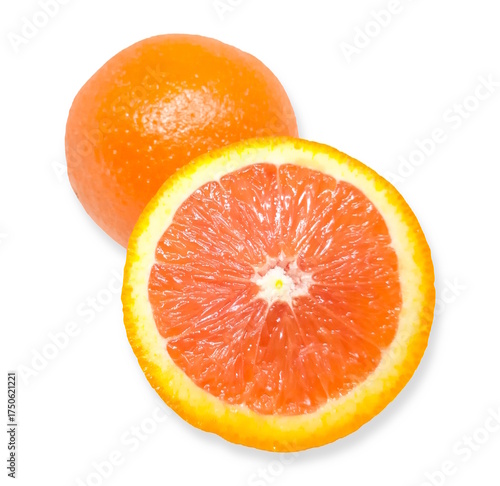 Vibrant Cara Cara orange, smooth peel outside, juicy reddish orange segments inside. Sweet, tangy, and rich in color with a perfect radial symmetry. Fresh and zesty!
