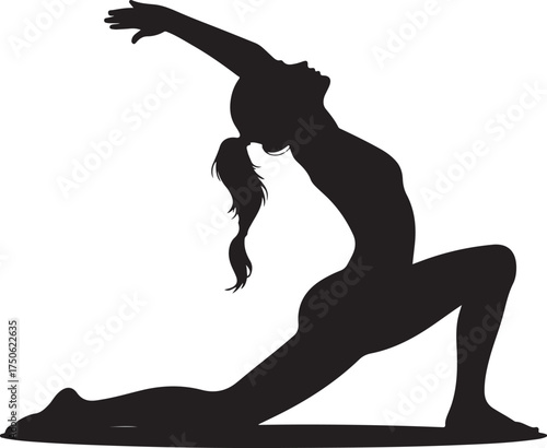 Dynamic Yoga Low Lunge Pose Silhouette - Anjaneyasana Variation