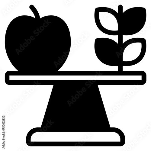 Balance Scale with Apple and Plant