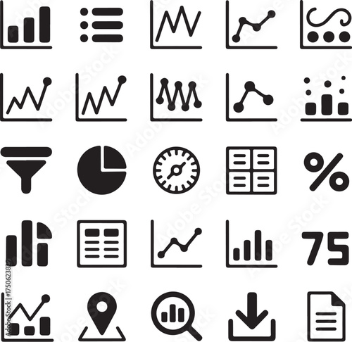 Modern business analytics icons for data insights