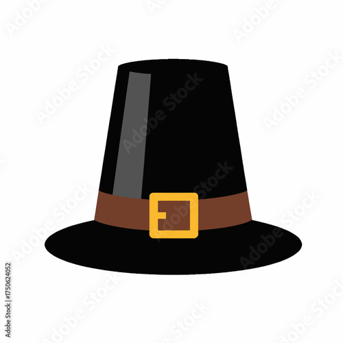 Wallpaper Mural Traditional Black Hat with Buckle and Brown Band Icon Symbolizing Classic Festive and Cultural Heritage in a Simplified Illustration Style Torontodigital.ca