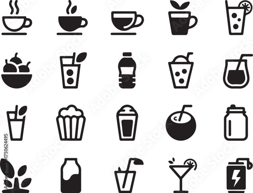Refreshing drink icons for modern health and beverage brands