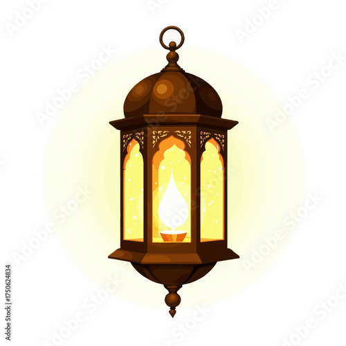 Ornate Vintage Lantern with Glowing Light and Intricate Detail Casting Warm Ambiance