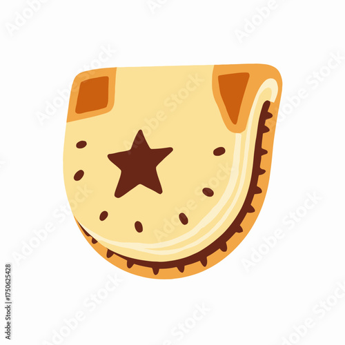 Illustration of a Deliciously Textured Pastry with Star Design and Crispy Edges on a Clean White Background Highlighting Culinary Art and Creative Baking