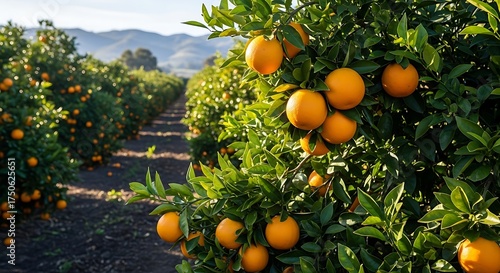 Lush Orange Grove - A Vibrant Citrus Orchard in Full Bloom.