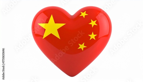 Free Download Heart Shaped Chinese Flag Design with Red and Yellow Stars Representing National Identity Cultural Pride Patriotic Symbolism and Artistic Expression - GFXLoad