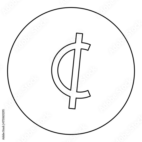 Sedi symbol sign Ghana currency money icon in circle round black color vector illustration image outline contour line thin style