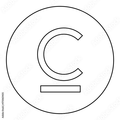 Som sign Kyrgyzstani currency symbol icon in circle round black color vector illustration image outline contour line thin style