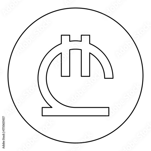 Georgian lari currency symbol GEL money sign icon in circle round black color vector illustration image outline contour line thin style