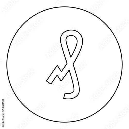 Pfennig German penny sign glyph money symbol icon in circle round black color vector illustration image outline contour line thin style