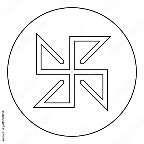 Yarovrat symbol sign slavic pagan icon in circle round black color vector illustration image outline contour line thin style