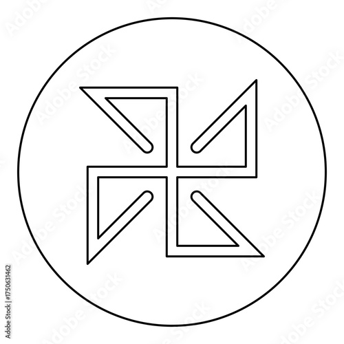 Solon symbol sign slavic pagan icon in circle round black color vector illustration image outline contour line thin style