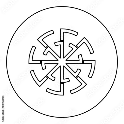 Svitovit symbol sign slavic pagan icon in circle round black color vector illustration image outline contour line thin style
