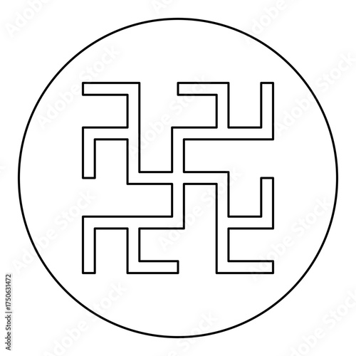 Odolen grass symbol sign slavic pagan icon in circle round black color vector illustration image outline contour line thin style