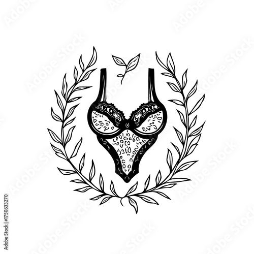 Elegant lingerie in floral frame showcases delicate lace and intricate designs for boudoir apparel