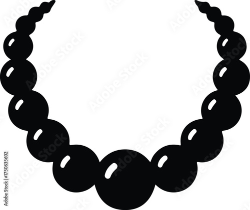 Vector silhouette beaded necklace jewelry fashion accessory illustration