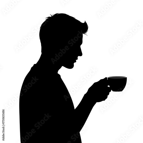 Start your day right with this silhouette of a man enjoying his coffee. A perfect image for coffee, lifestyle, or morning routines