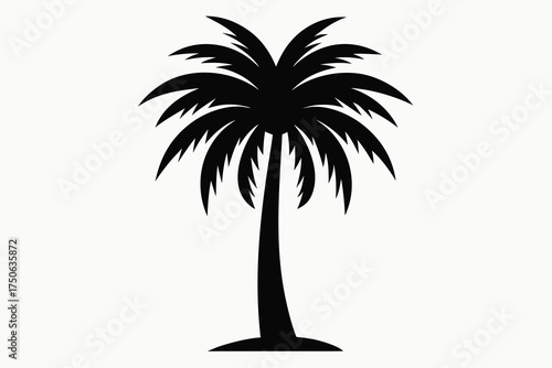 Tropical palm tree silhouettes on beach at sunset vector illustration