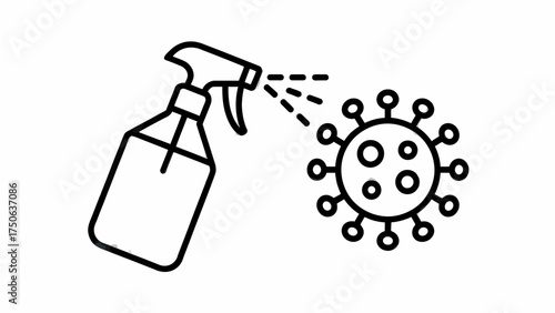Disinfectant spray battling virus germs and providing hygiene and safety in a minimalist design concept