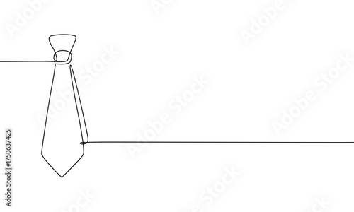 Continuous line drawing of neck tie on white background.