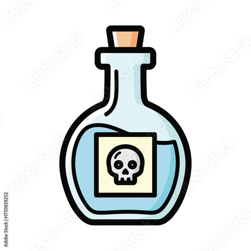 Poison Bottle with Skull Symbol, Danger Liquid, Toxic Substance, Medical Warning