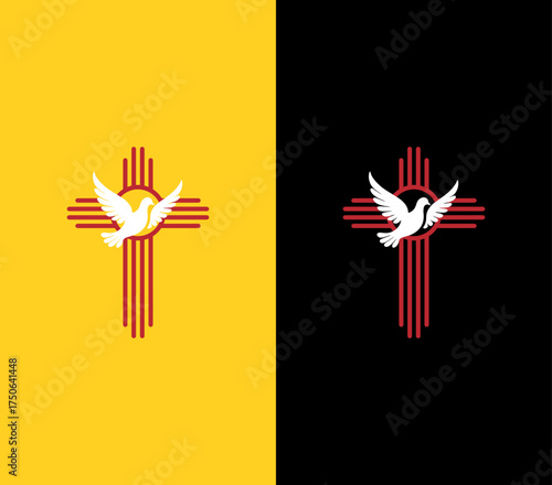 Spiritual Zia Cross and Dove Logo on Contrasting Backgrounds
