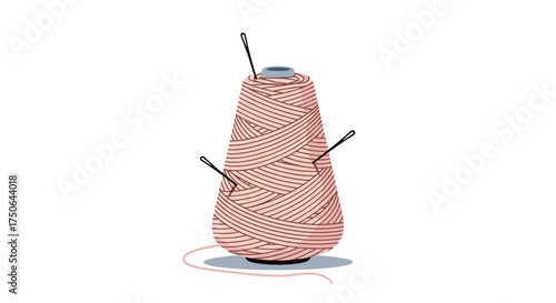 A spool of thread with needles sticking out of it.