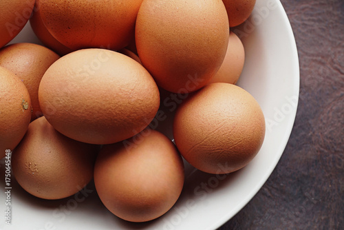 Obraz na plátně Fresh Organic Chicken Eggs from sustainable Natural Farm