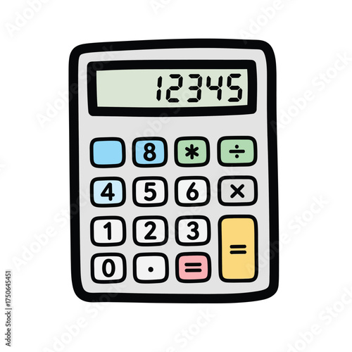 Hand-drawn Calculator Icon - Math, Calculation, Numbers, School, Office, Finance