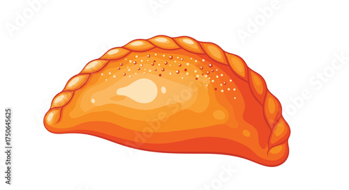 A delicious golden empanada with a braided crust filled with savory goodness.