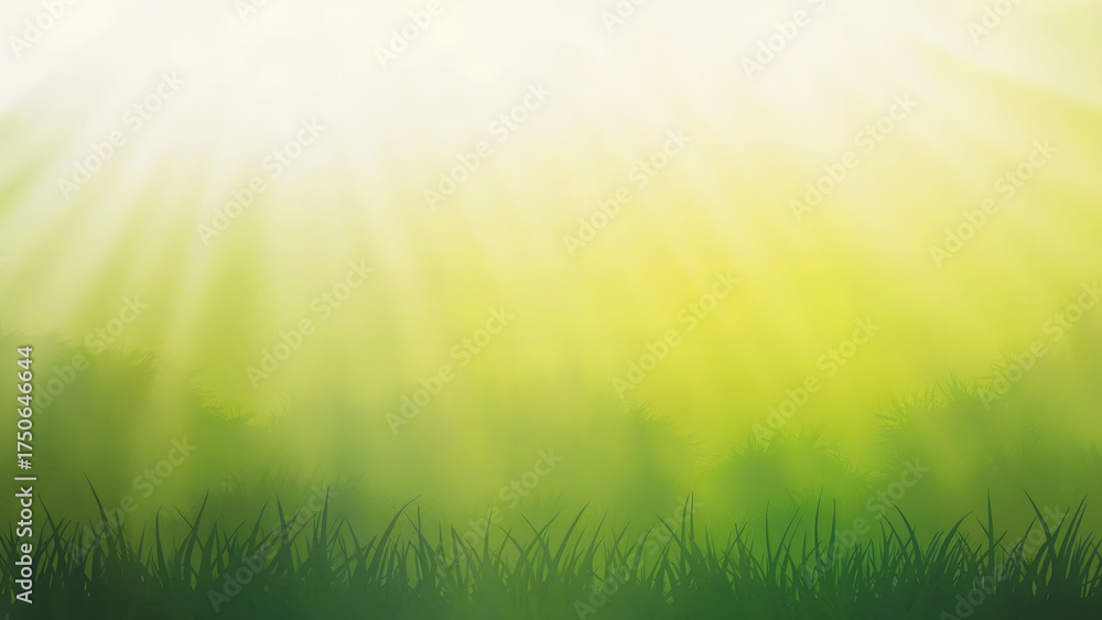 Fototapeta premium Nature Background Featuring Gradient from Bright Yellow-Green to Deep Forest Green with Grass Texture - serene backdrop