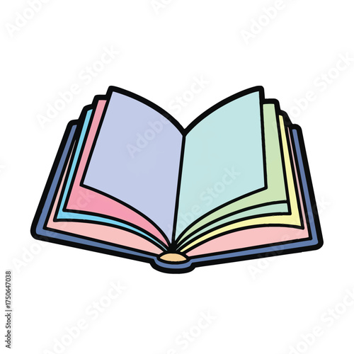 Open Book Illustration, Colorful Pages, Education Symbol, Knowledge Concept