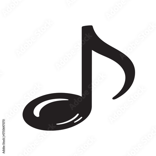 "Hand-Drawn Music Note Silhouette in Doodle Style"